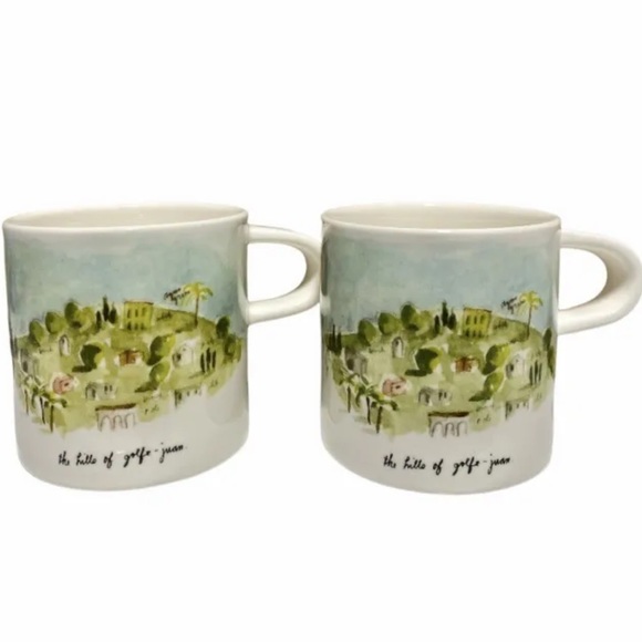 Rae Dunn Other - Rae Dunn • Vtg Boutique French Sketch “The Hills of the Golfe-Juan” 2 Mugs Set